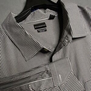 ROCHESTER Mens Gingham Check Dress Shirt Egyptian Cotton Non-Iron Size 22 36/37